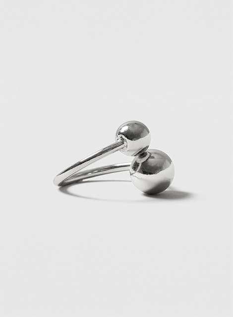 Silver Double Ball Ring